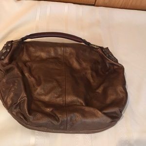 Ellen Tracy Bronze Leather Bucket Bag